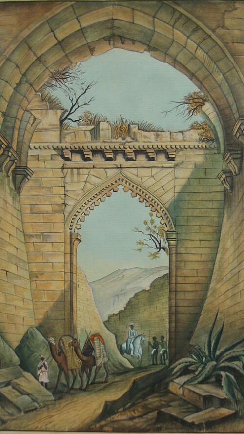 delhi gate historical monuments india vintage painting artwork art gallery richa maheshwari