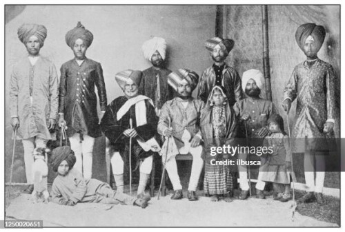 Antique photograph of British Navy and Army: Indian army family